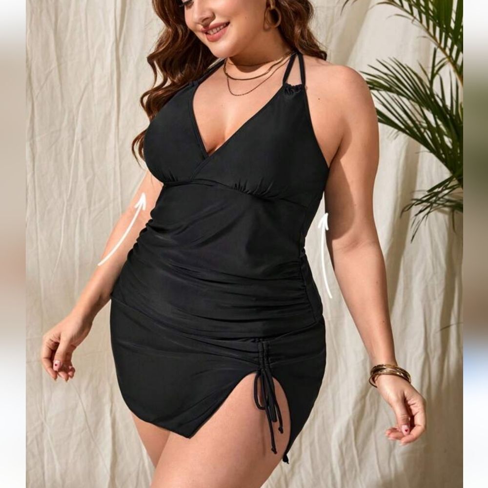 SHEIN Black Swim Dress 2X Summer Swim Vacation T-2406